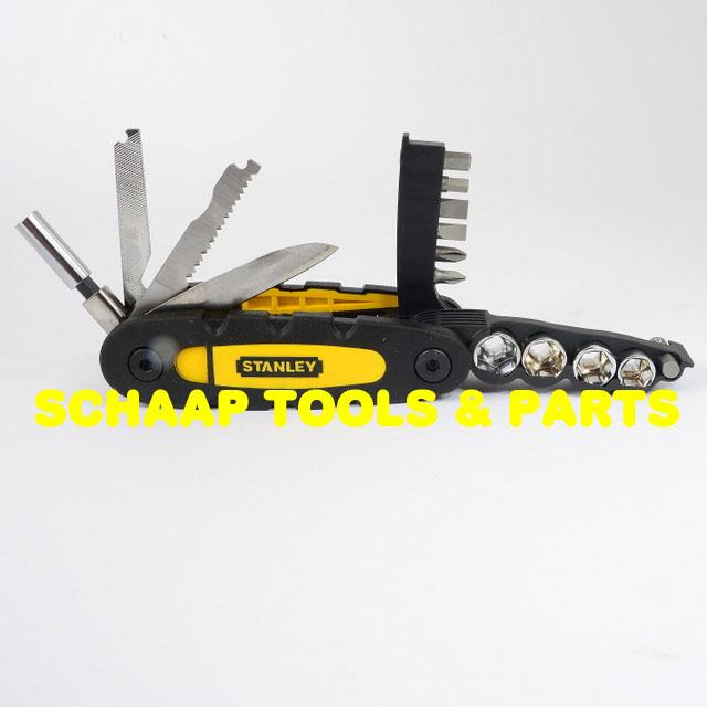 Stanley 14-in-1 multifunctioneel gereedschap (bevat steeksleutel, bits, mes, vijl, zaag en flesopener, compact inklapontwerp, eenvoudige keuze van het benodigde gereedschap) STHT0-70695
